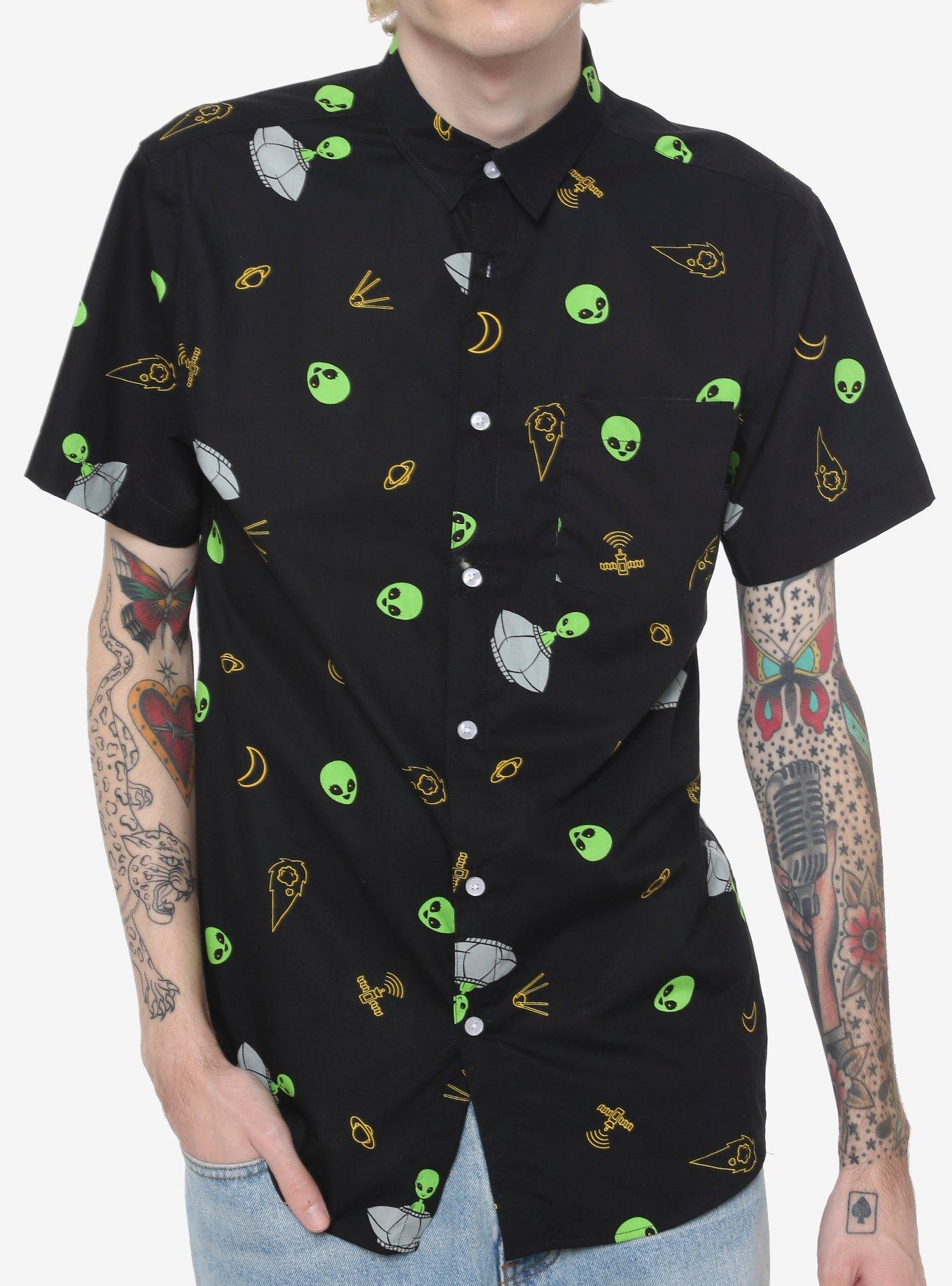 Aliens & Spaceships Woven Button-Up | Hot Topic