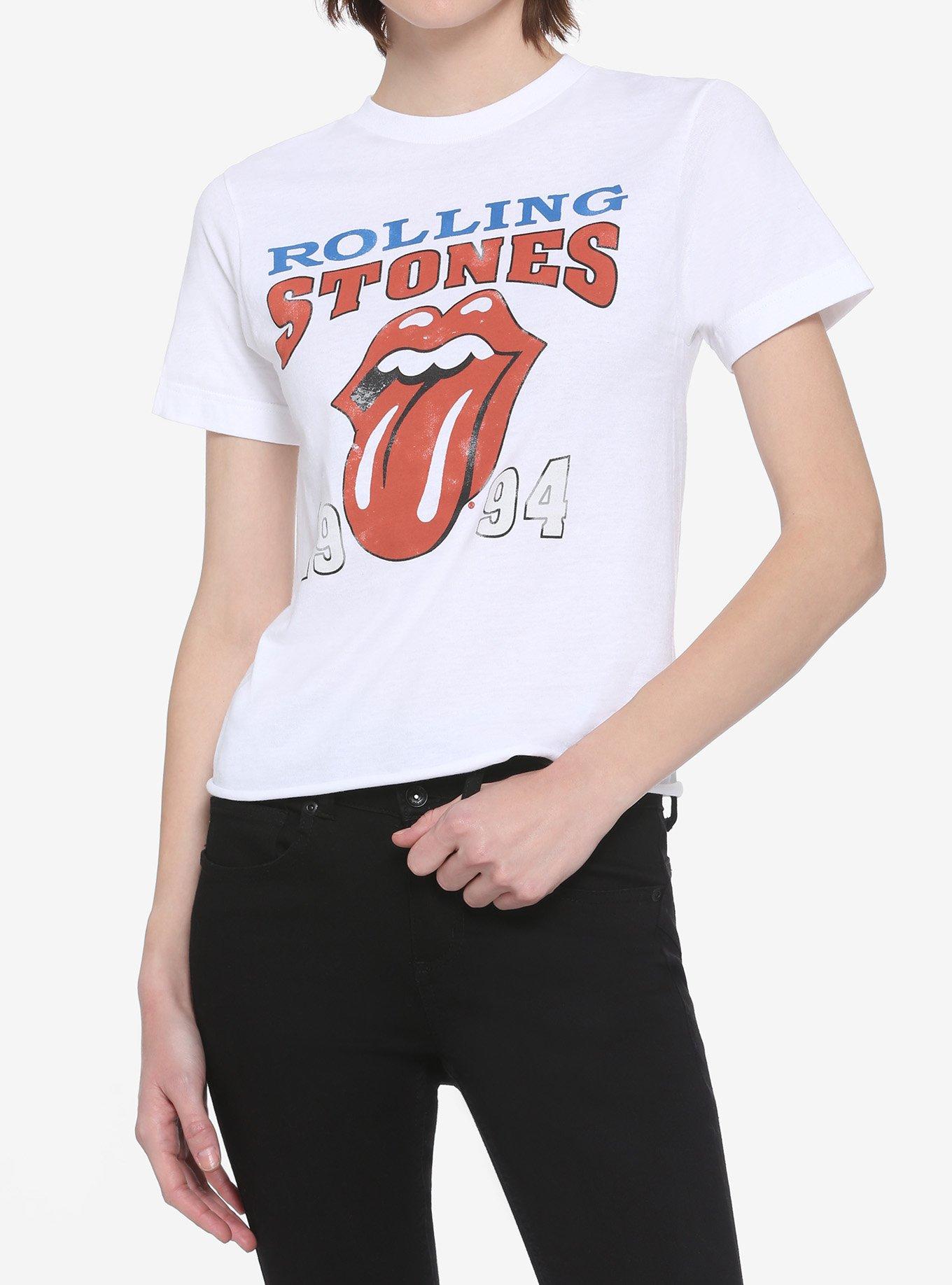 Rolling Stones '94 Tongue Girls Crop T-Shirt, WHITE, hi-res