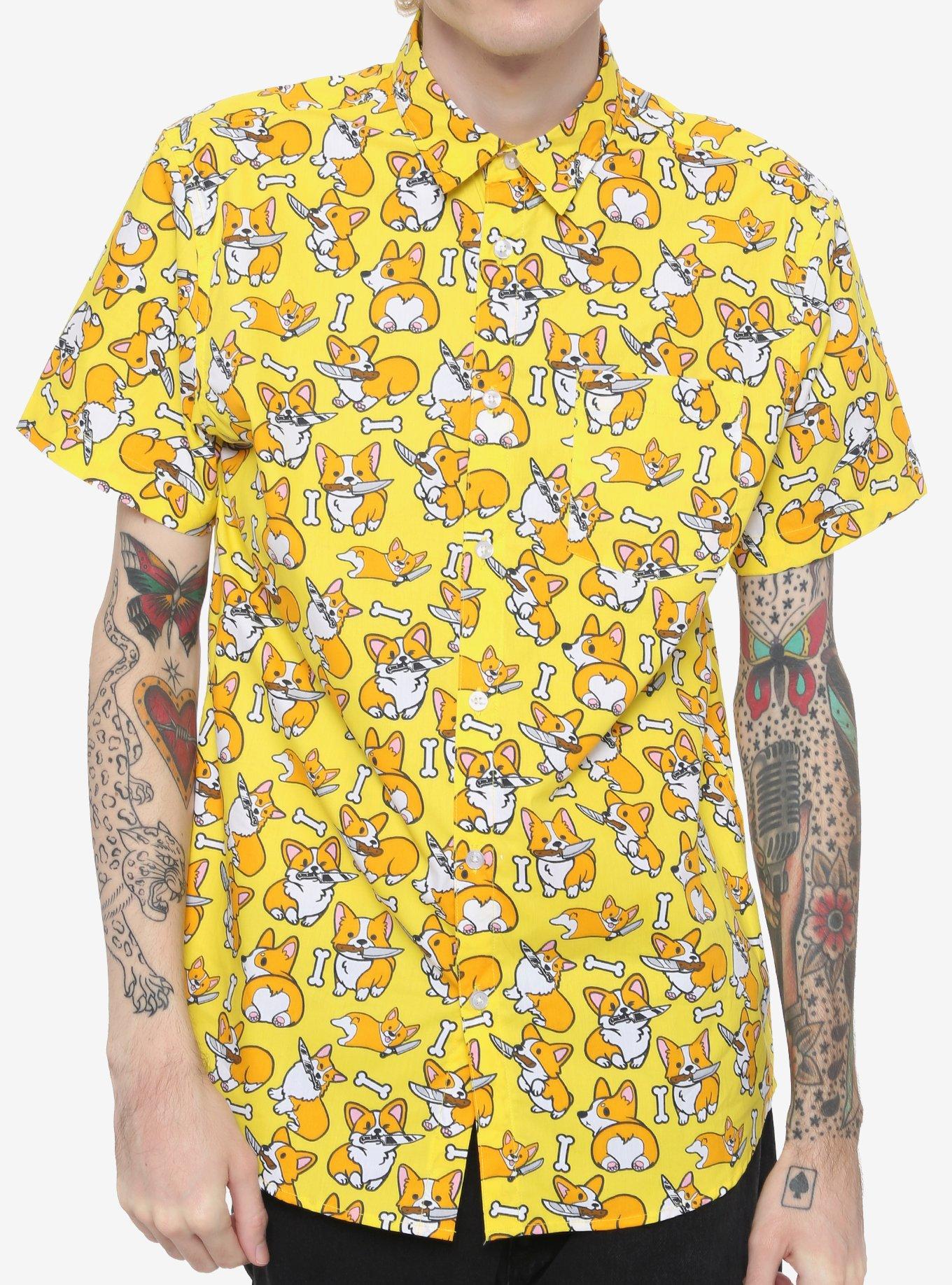 Corgi & Knife Woven Button-Up, MULTI, hi-res