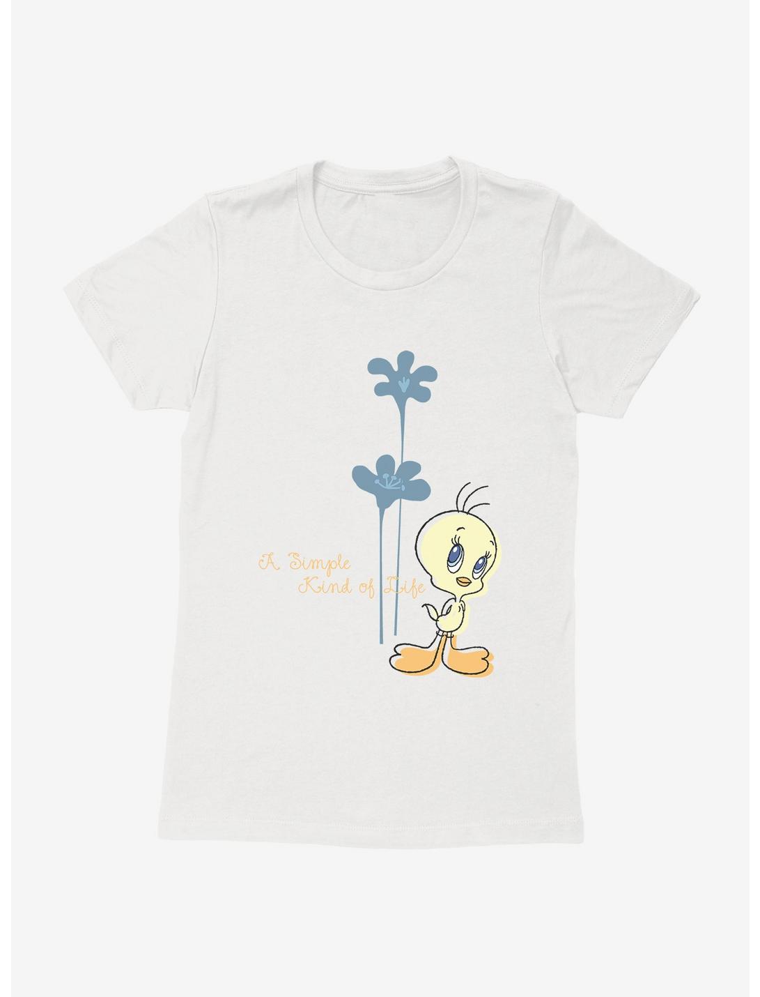 Looney Tunes Summer Fun Simple Life Flowers Womens T-Shirt, WHITE, hi-res