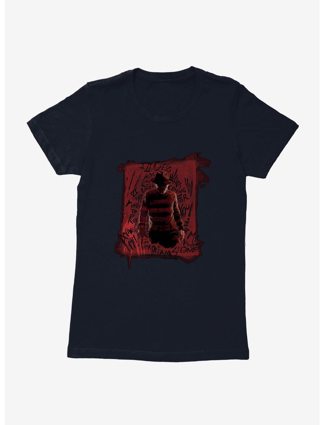 A Nightmare On Elm Street Freddy Writing Womens T-Shirt, MIDNIGHT NAVY, hi-res