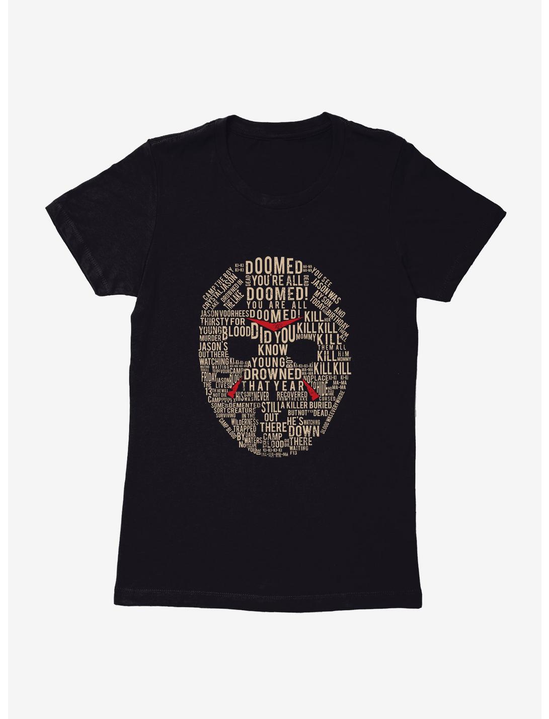 Friday The 13th Mask Word Collage Womens T-Shirt, , hi-res
