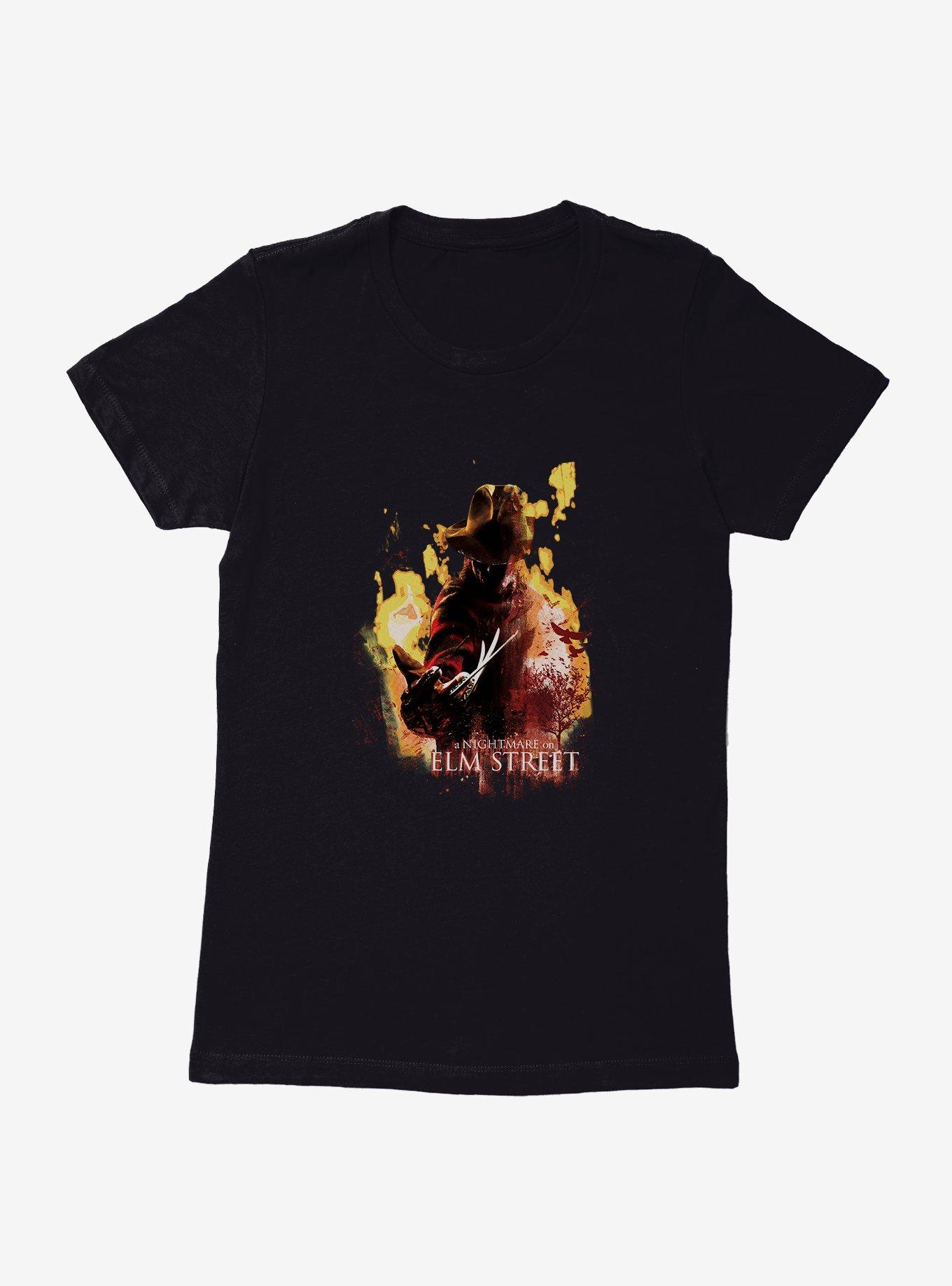 A Nightmare On Elm Street Freddy Flames Womens T-Shirt, BLACK, hi-res