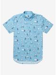LINE FRIENDS BROWN & FRIENDS Allover Print Woven Button-Up - BoxLunch Exclusive, LIGHT BLUE, hi-res