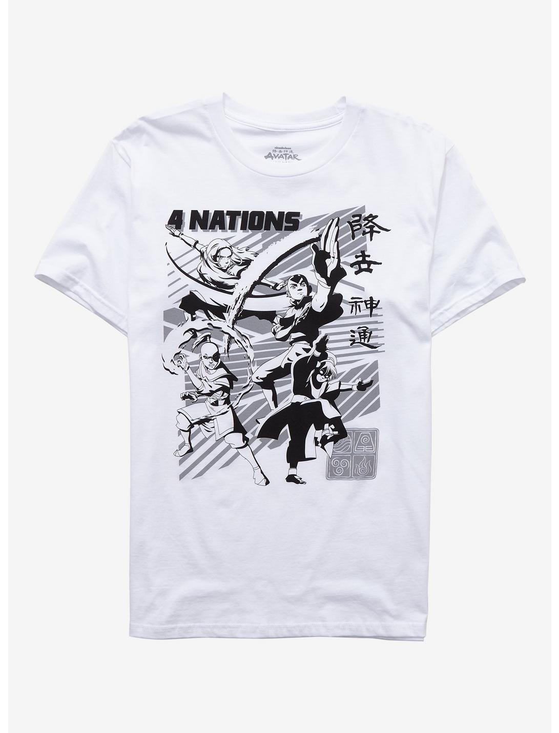 Avatar: The Last Airbender 4 Nations Black & White T-Shirt, WHITE, hi-res