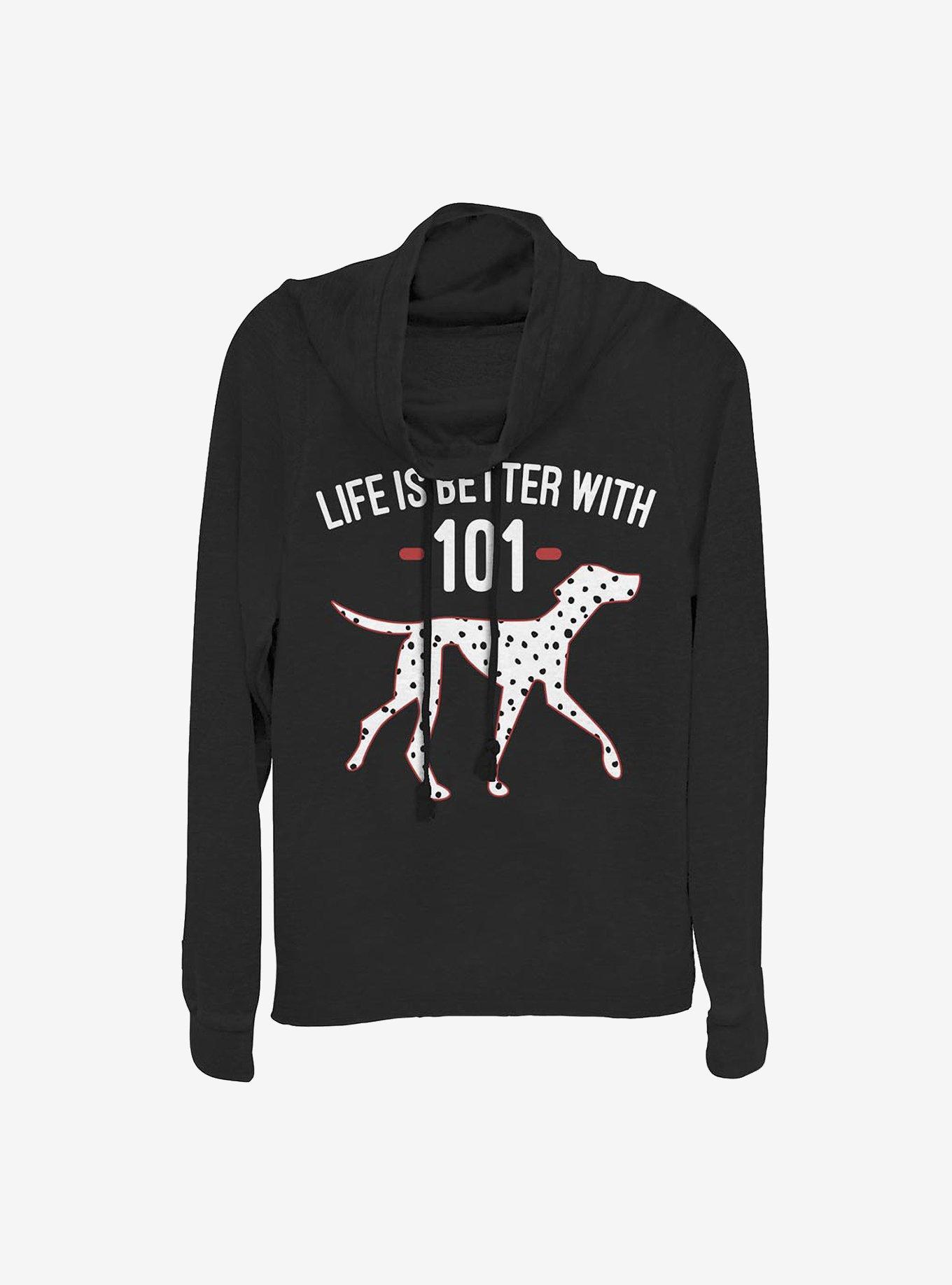 Disney 101 Dalmatians Better With Cowlneck Long-Sleeve Girls Top, BLACK, hi-res