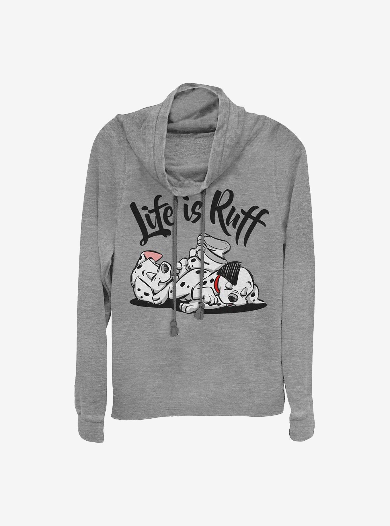 Disney 101 Dalmatians Life Is Ruff Cowlneck Long-Sleeve Girls Top, GRAY HTR, hi-res