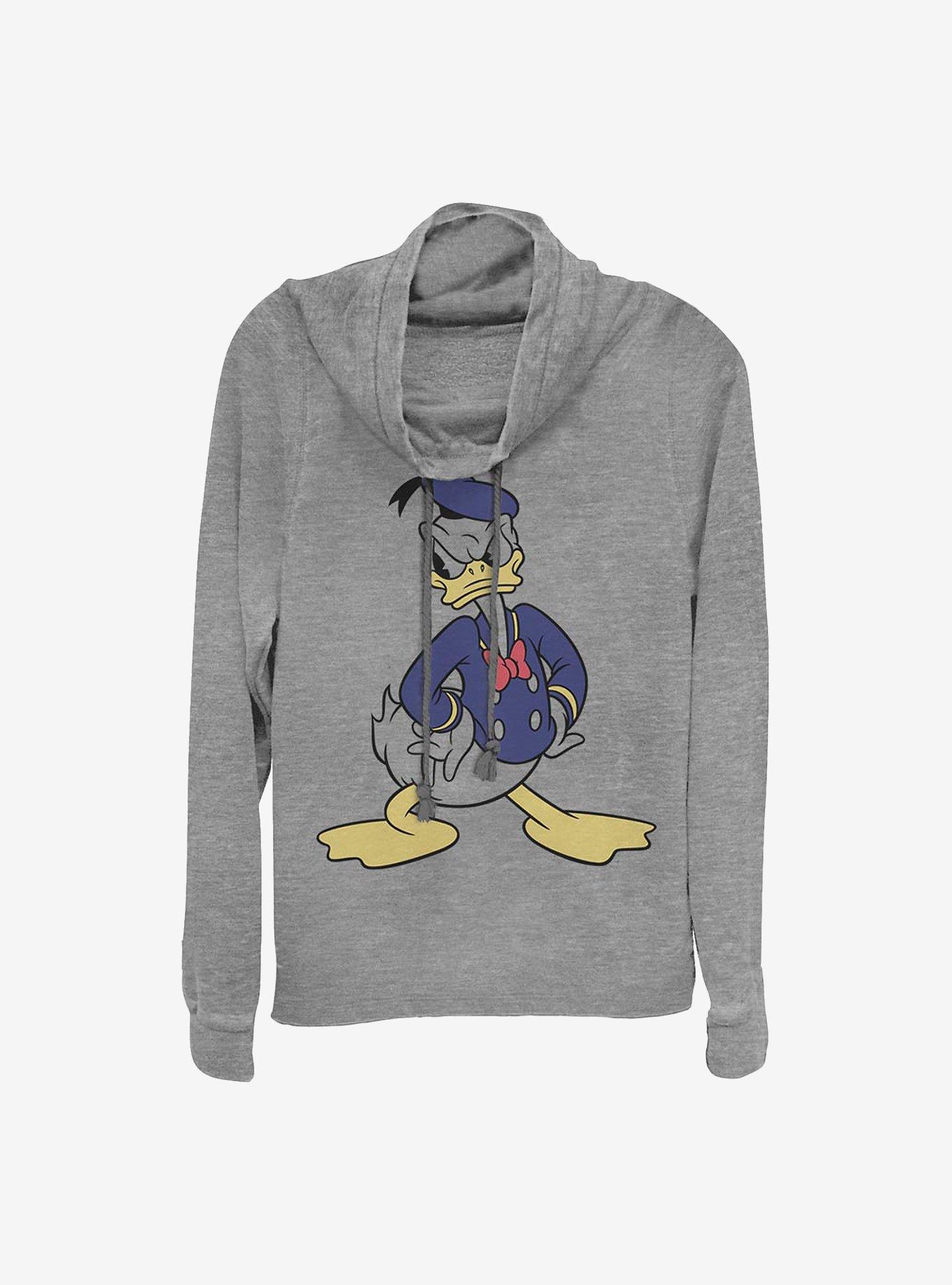 Disney Donald Duck Classic Vintage Donald Cowlneck Long-Sleeve Girls Top, GRAY HTR, hi-res