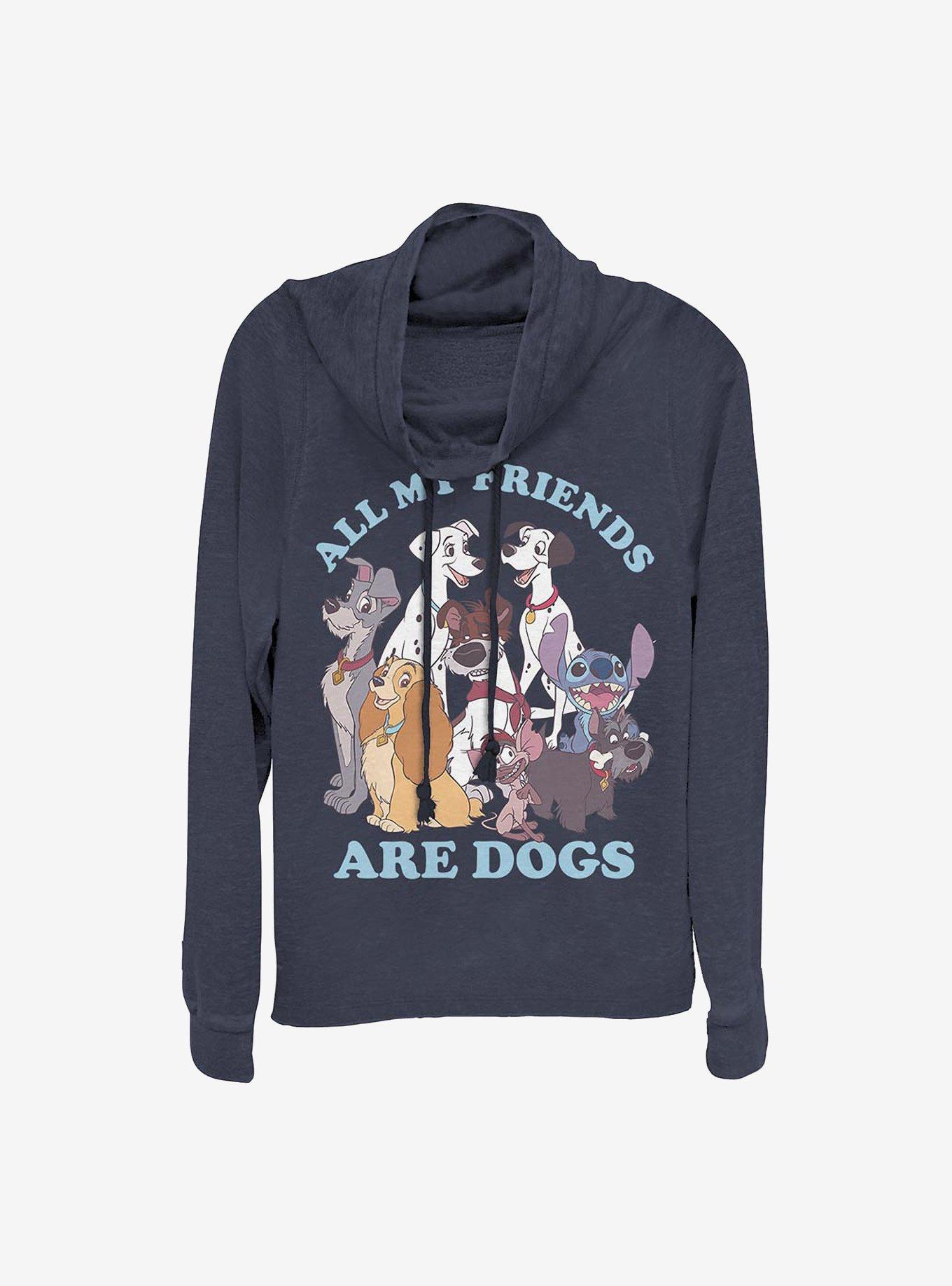 Disney Classic Dog Friends Cowlneck Long-Sleeve Girls Top, NAVY, hi-res