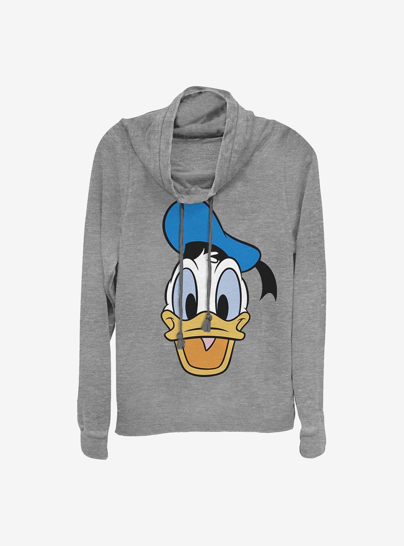 Disney Donald Duck Big Face Donald Cowlneck Long-Sleeve Girls Top, , hi-res