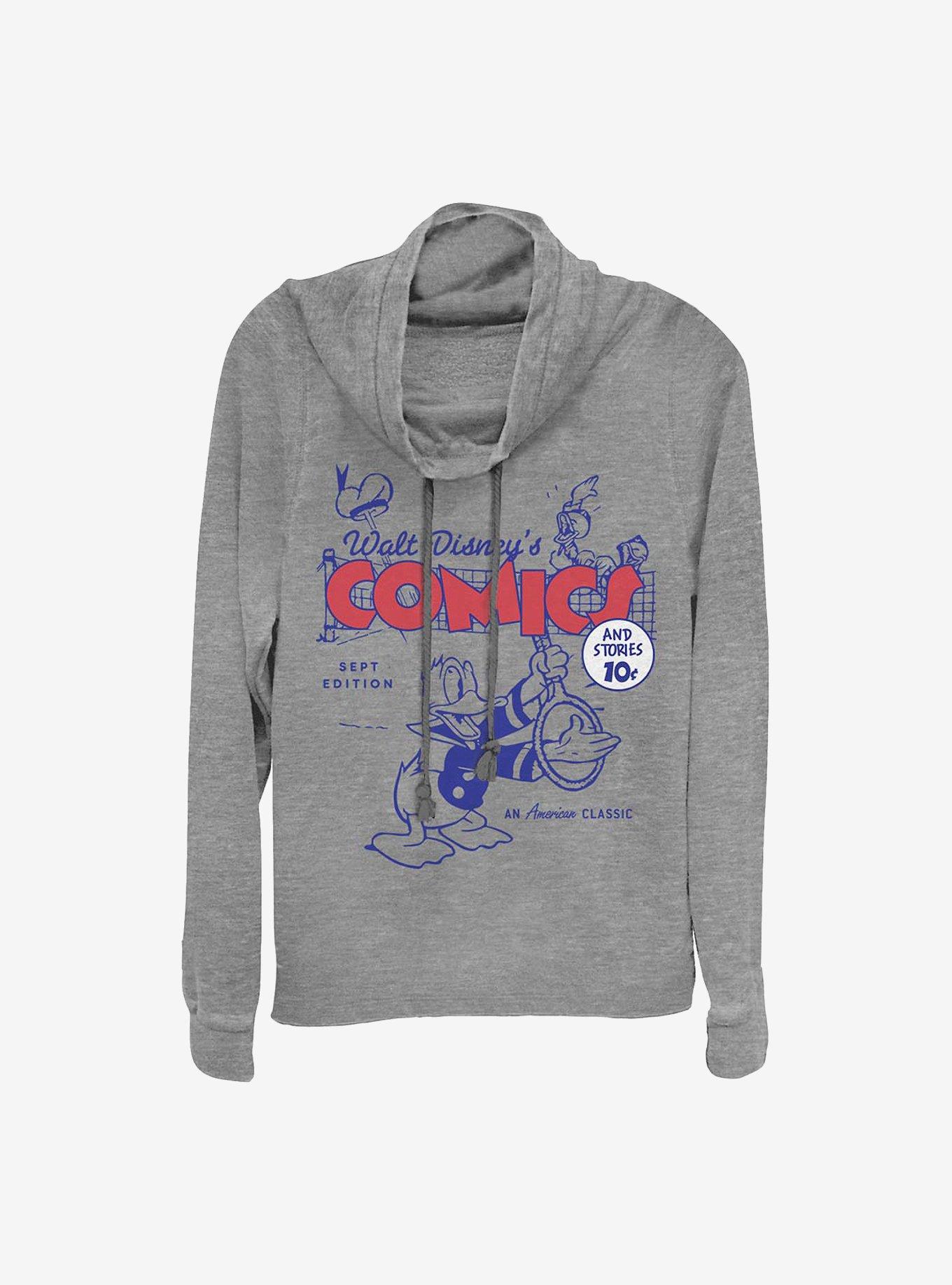 Disney Donald Duck Donalds Comic Cover Cowlneck Long-Sleeve Girls Top, , hi-res