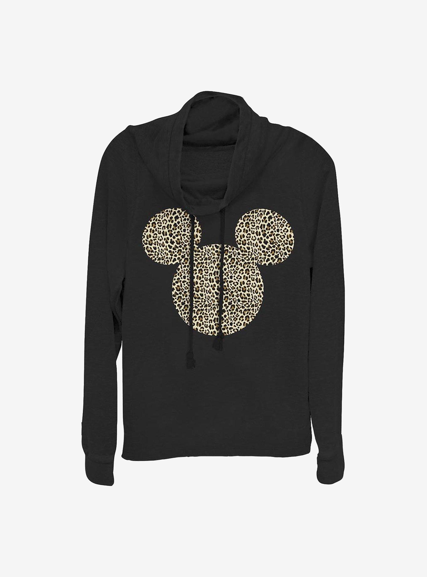 Disney Mickey Mouse Animal Ears Cowlneck Long-Sleeve Girls Top, , hi-res