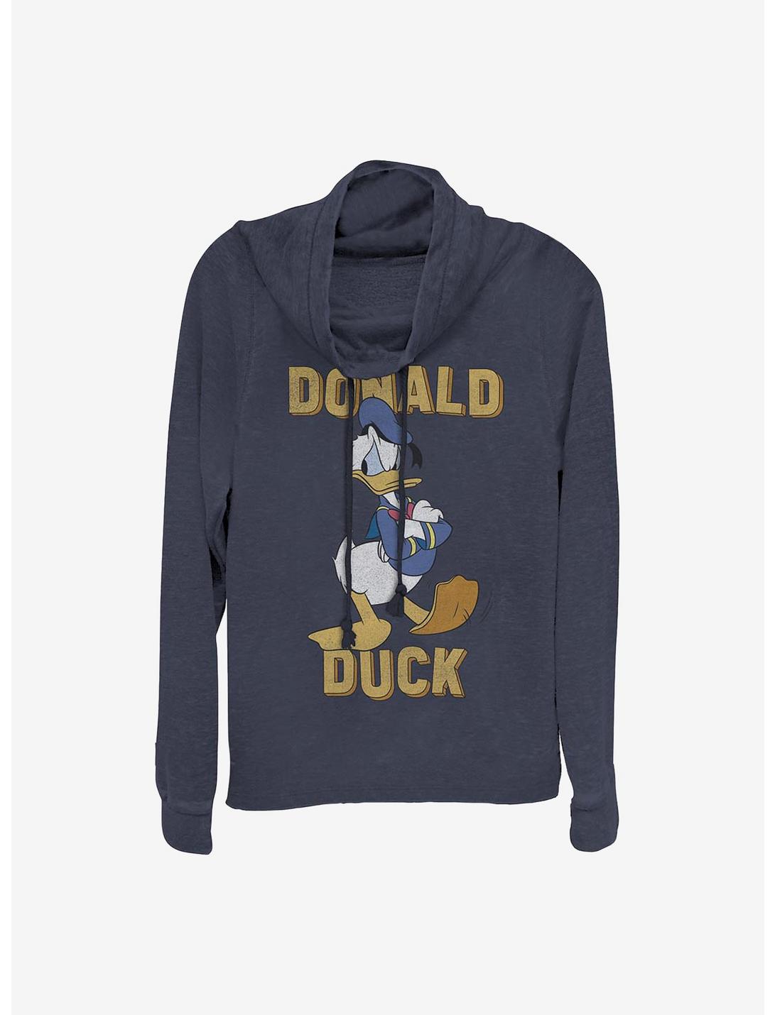 Disney Donald Duck Classic Cowlneck Long-Sleeve Girls Top, NAVY, hi-res