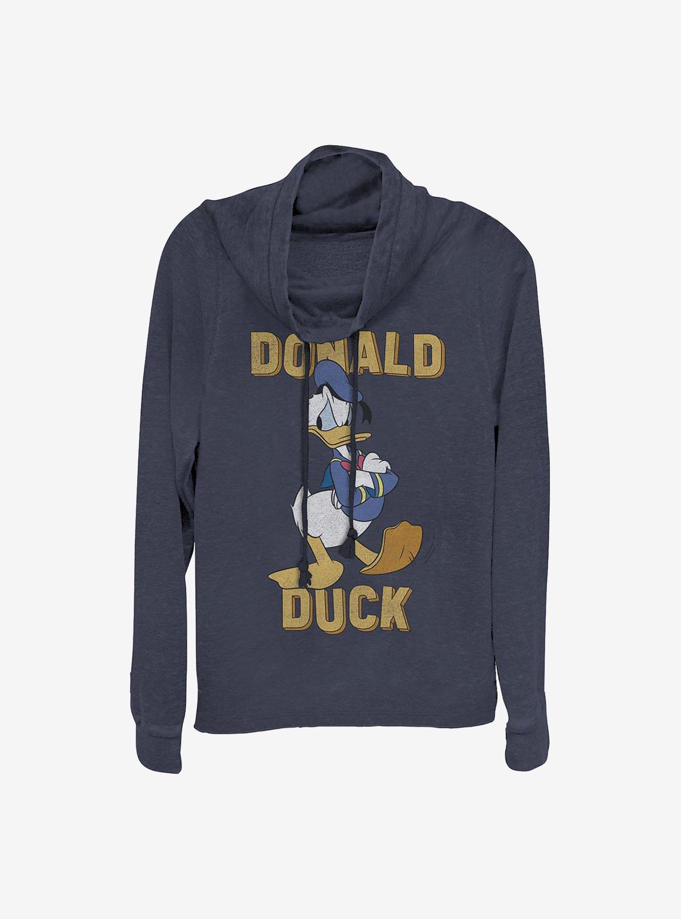 Disney Donald Duck Classic Cowlneck Long-Sleeve Girls Top, NAVY, hi-res