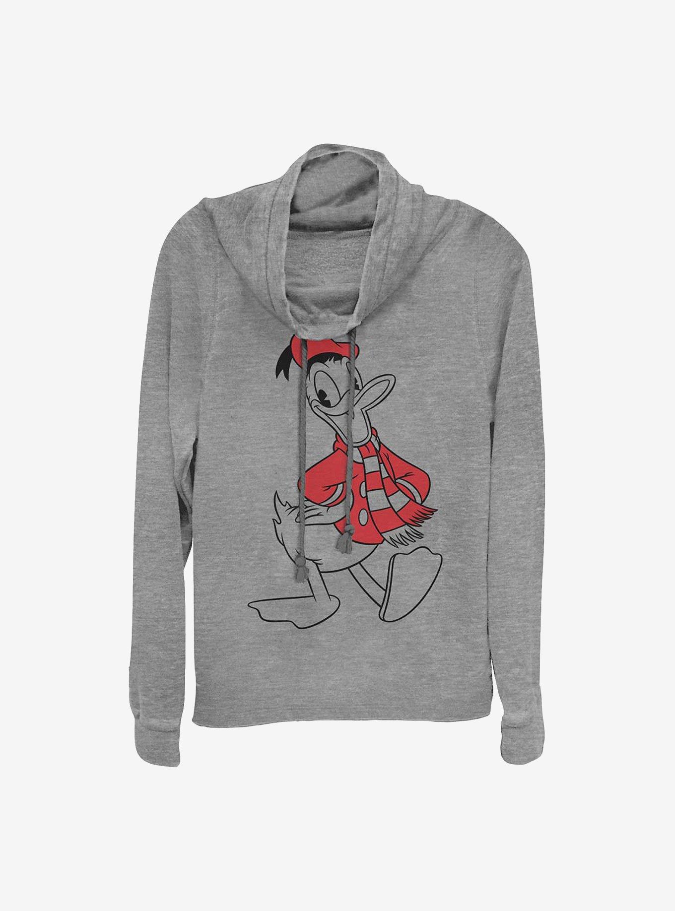 Disney Donald Duck Donald Holiday Fill Cowlneck Long-Sleeve Girls Top, GRAY HTR, hi-res
