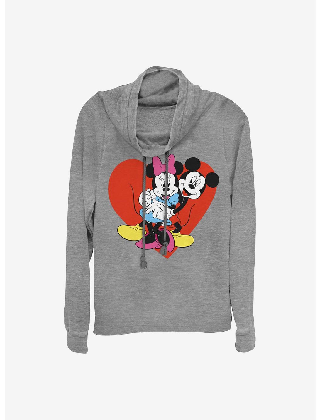 Disney Mickey Mouse Be Mine Cowlneck Long-Sleeve Girls Top, GRAY HTR, hi-res