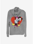Disney Mickey Mouse Be Mine Cowlneck Long-Sleeve Girls Top, GRAY HTR, hi-res
