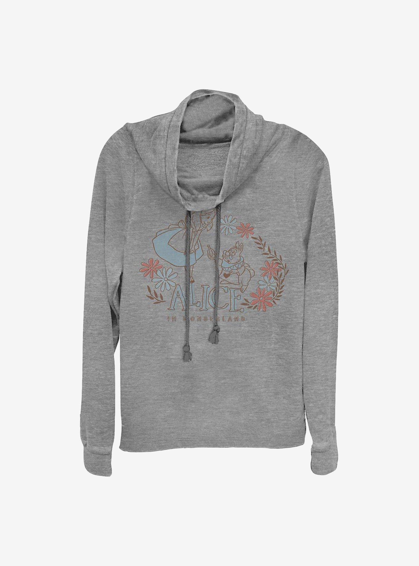 Disney Alice In Wonderland Alice And Rabbit Cowlneck Long-Sleeve Girls Top, , hi-res