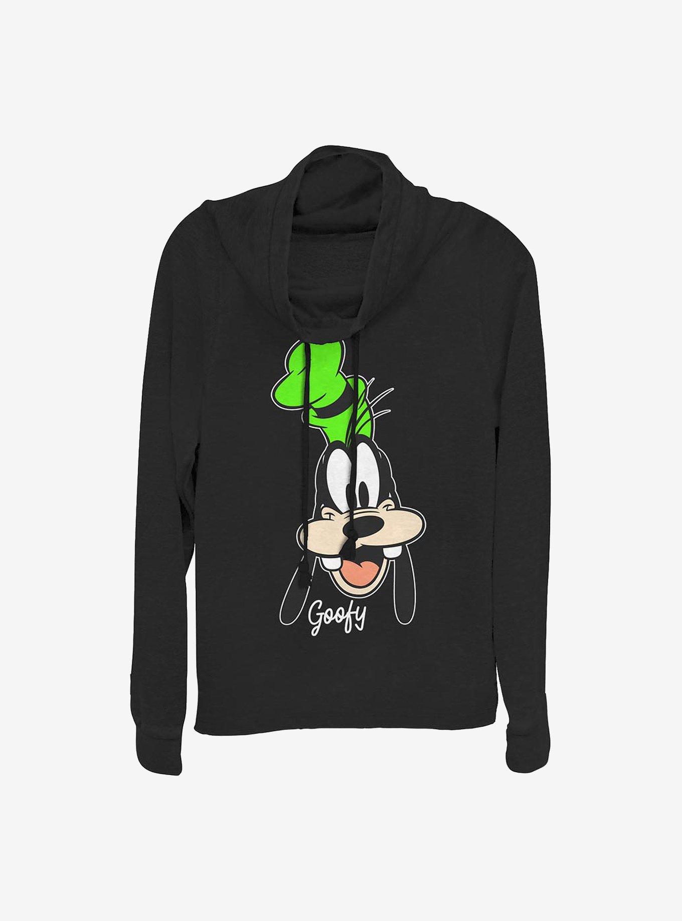 Disney Goofy Goofy Big Face Cowlneck Long-Sleeve Girls Top, BLACK, hi-res