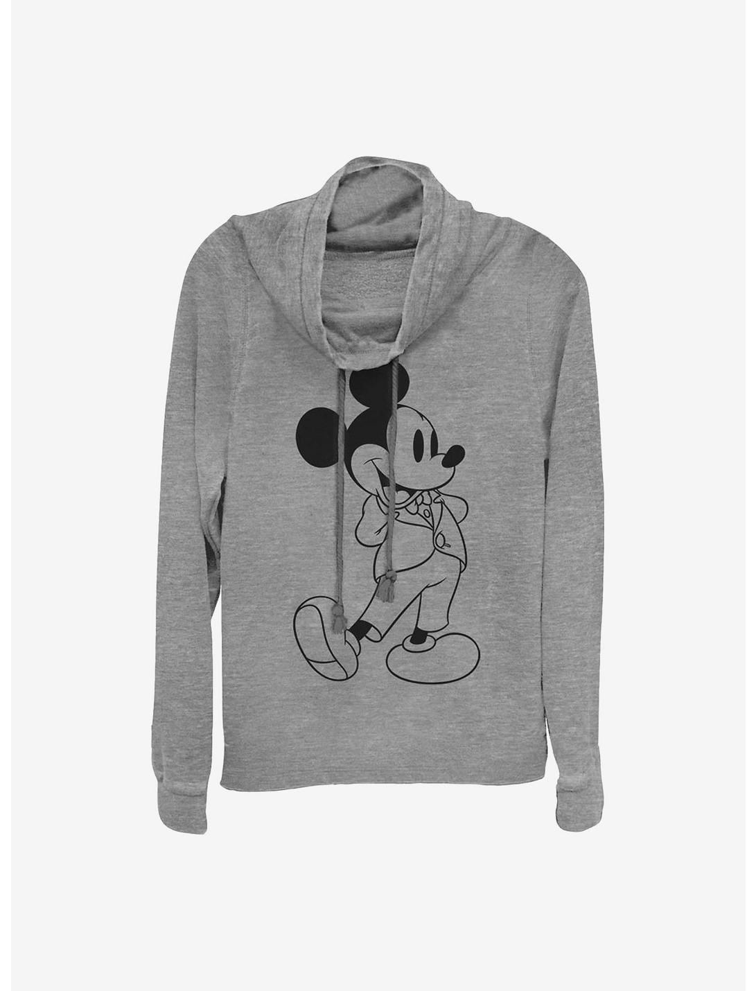Disney Mickey Mouse Formal Mickey Cowlneck Long-Sleeve Girls Top, GRAY HTR, hi-res