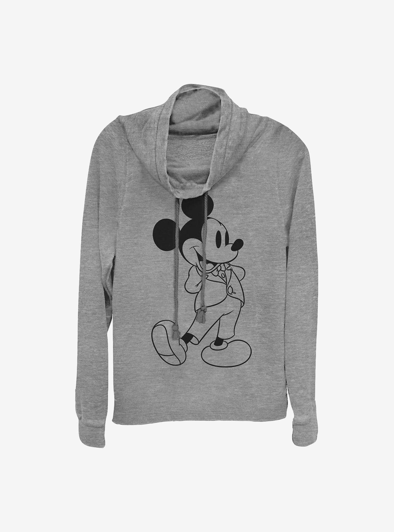 Disney Mickey Mouse Formal Mickey Cowlneck Long-Sleeve Girls Top, GRAY HTR, hi-res