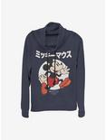 Disney Mickey Mouse Japanese Text Comic Cowlneck Long-Sleeve Girls Top, NAVY, hi-res