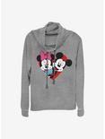 Disney Mickey Mouse & Minnie Mouse Heart Cowlneck Long-Sleeve Girls Top, GRAY HTR, hi-res