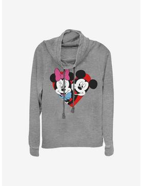 Disney Mickey Mouse Mickey Minnie Heart Cowlneck Long-Sleeve Girls Top, , hi-res