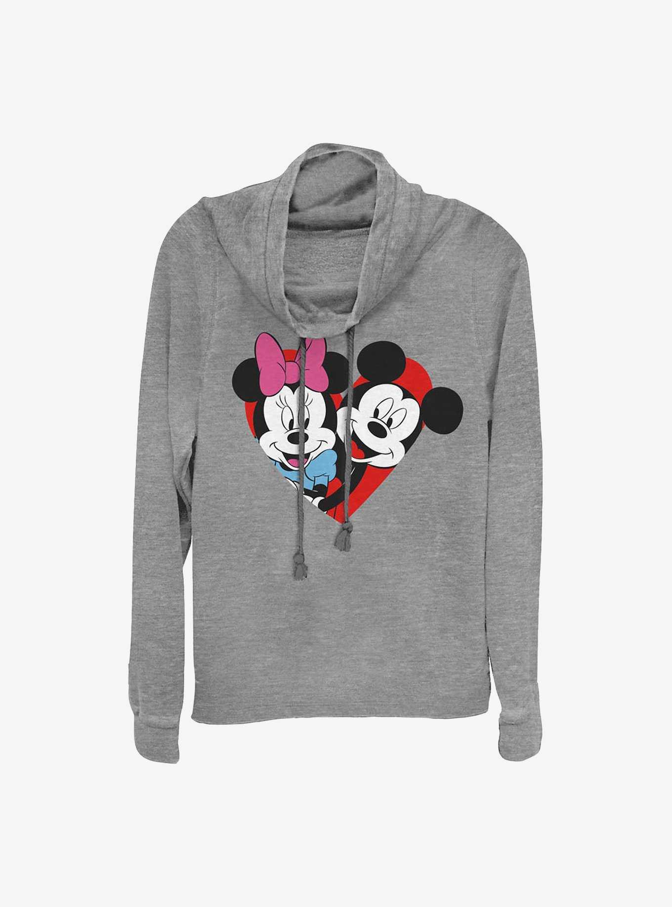 Disney Mickey Mouse & Minnie Mouse Heart Cowlneck Long-Sleeve Girls Top, , hi-res