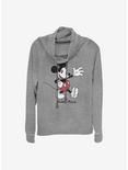 Disney Mickey Mouse Mickey Cowlneck Long-Sleeve Girls Top, GRAY HTR, hi-res