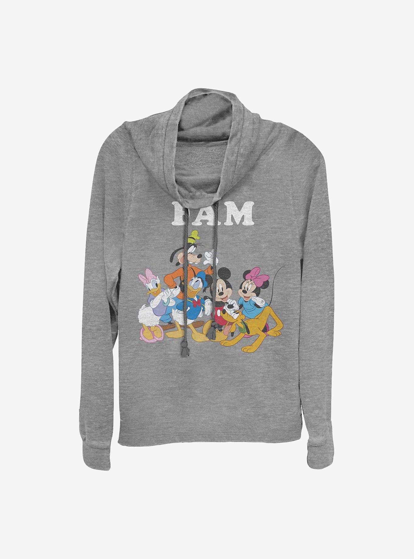 Disney Mickey Mouse And Friends Fam Cowlneck Long-Sleeve Girls Top, GRAY HTR, hi-res