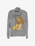 Disney Lady And The Tramp Lady Vintage Cowlneck Long-Sleeve Girls Top, GRAY HTR, hi-res