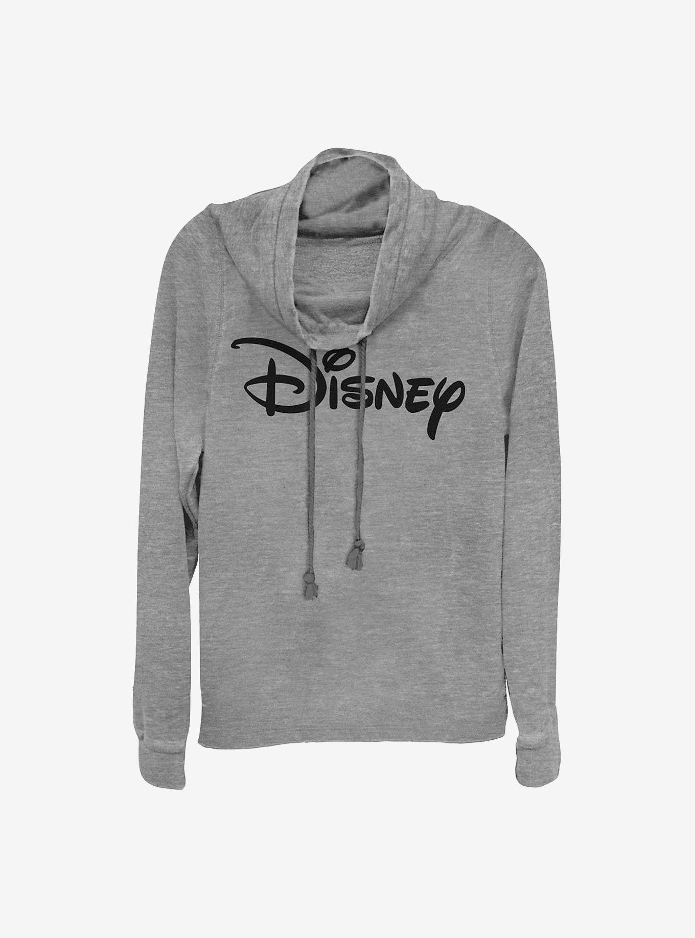 Disney Classic Basic Disney Logo Cowlneck Long-Sleeve Girls Top, GRAY HTR, hi-res