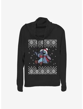 Disney Lilo & Stitch Stitch Christmas Front Cowlneck Long-Sleeve Girls Top, , hi-res