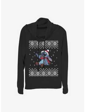 Disney Lilo & Stitch Stitch Christmas Front Cowlneck Long-Sleeve Girls Top, , hi-res