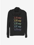 Disney Classic Rainbow Stacked Cowlneck Long-Sleeve Girls Top, BLACK, hi-res