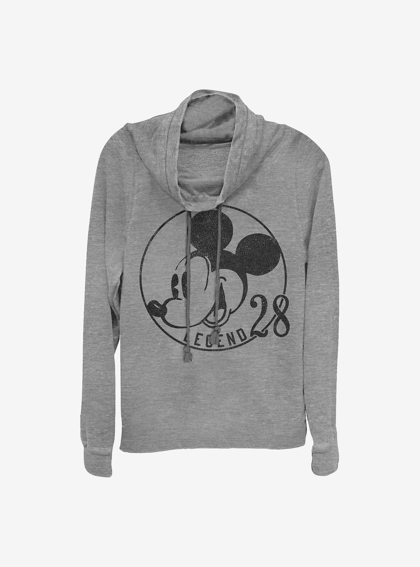 Disney Mickey Mouse 1928 Legend Cowlneck Long-Sleeve Girls Top, GRAY HTR, hi-res