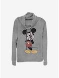 Disney Mickey Mouse 80's Mickey Cowlneck Long-Sleeve Girls Top, GRAY HTR, hi-res