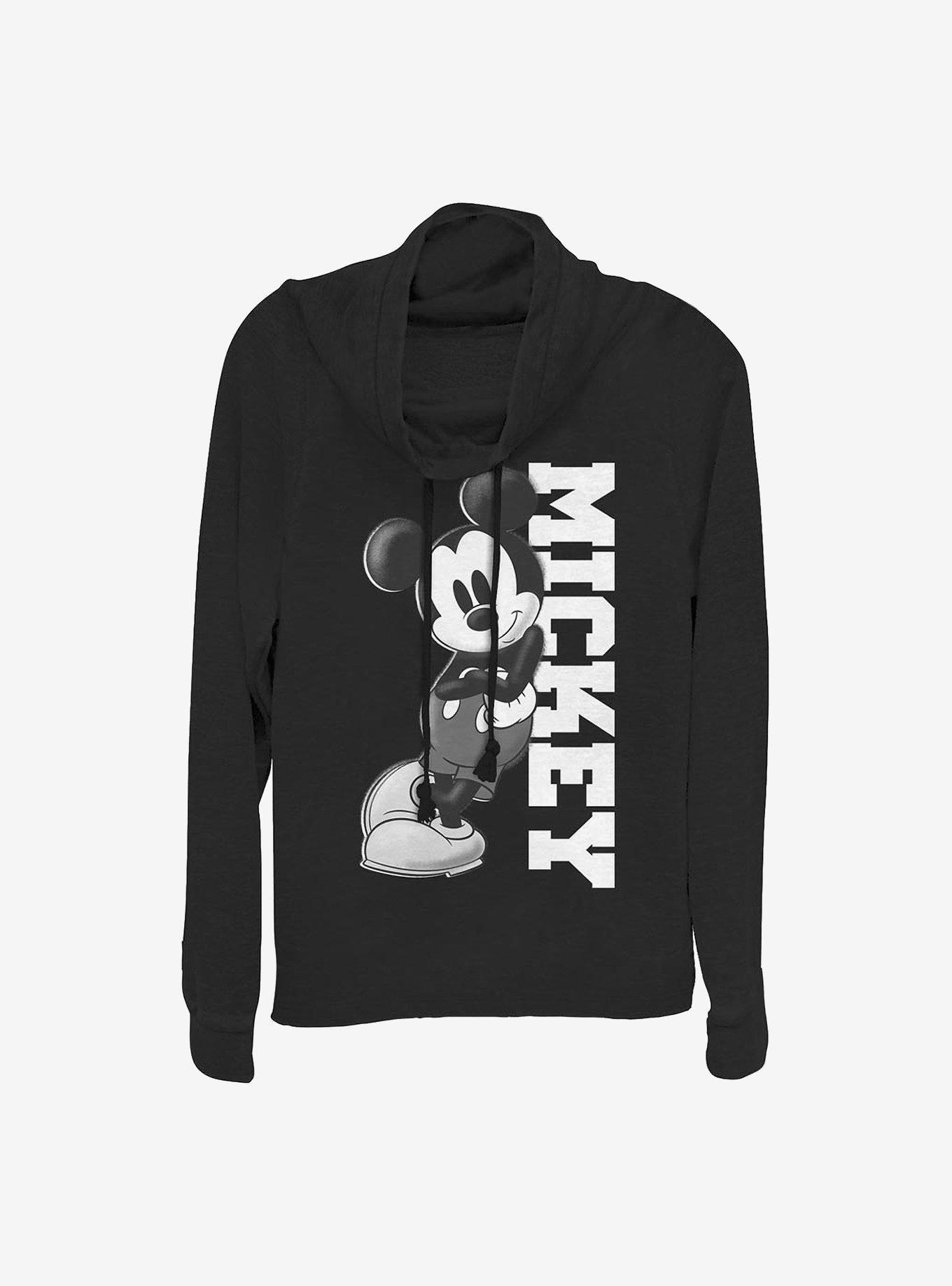 Disney Mickey Mouse Mickey Lean Cowlneck Long-Sleeve Girls Top, BLACK, hi-res
