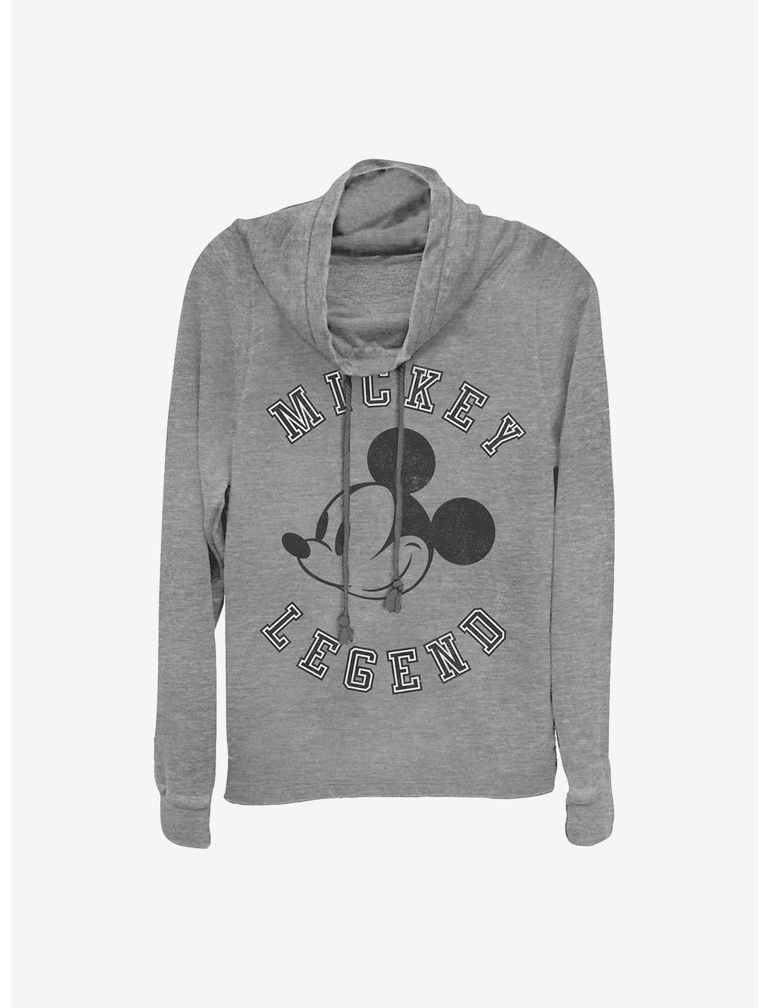 Disney Mickey Mouse Mickey Legend Cowlneck Long-Sleeve Girls Top, GRAY HTR, hi-res