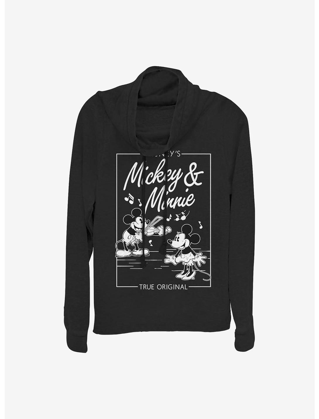 Disney Mickey Mouse & Minnie Mouse Music Cover Cowlneck Long-Sleeve Girls Top, BLACK, hi-res