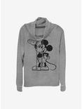 Disney Mickey Mouse Mickey Pose Cowlneck Long-Sleeve Girls Top, GRAY HTR, hi-res