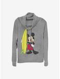 Disney Mickey Mouse Mickey Surf Cowlneck Long-Sleeve Girls Top, GRAY HTR, hi-res