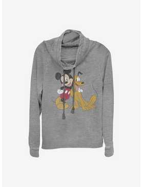 Disney Mickey Mouse Mickey And Pluto Cowlneck Long-Sleeve Girls Top, , hi-res