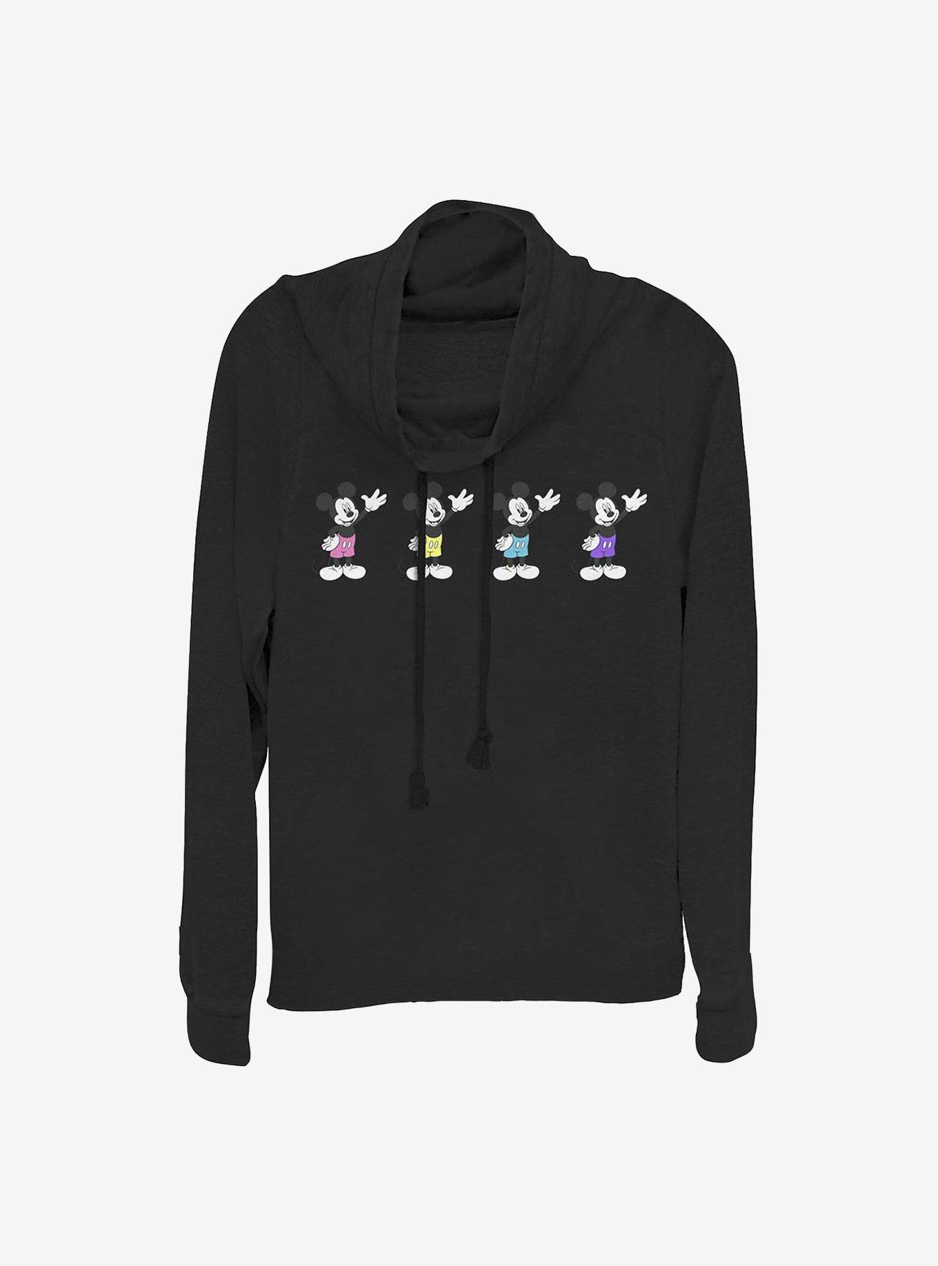Disney Mickey Mouse Neon Pants Cowlneck Long-Sleeve Girls Top, , hi-res