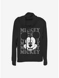 Disney Mickey Mouse All Name Cowlneck Long-Sleeve Girls Top, BLACK, hi-res