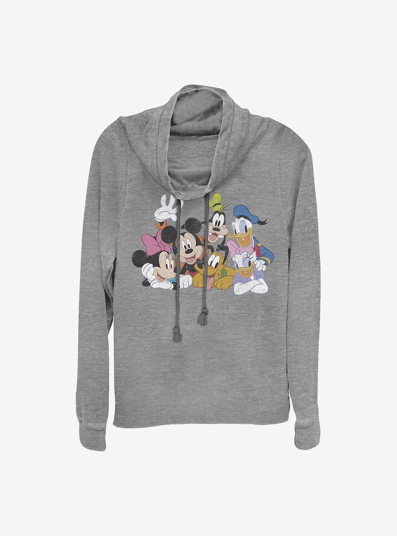 Disney Mickey Mouse And Friends Group Cowlneck Long-Sleeve Girls Top