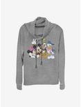 Disney Mickey Mouse And Friends Group Cowlneck Long-Sleeve Girls Top, GRAY HTR, hi-res