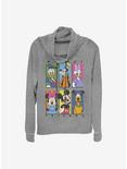 Disney Mickey Mouse And Friends Six Up Cowlneck Long-Sleeve Girls Top, GRAY HTR, hi-res