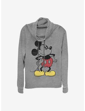 Plus Size Disney Mickey Mouse Classic Vintage Mickey Cowlneck Long-Sleeve Girls Top, , hi-res
